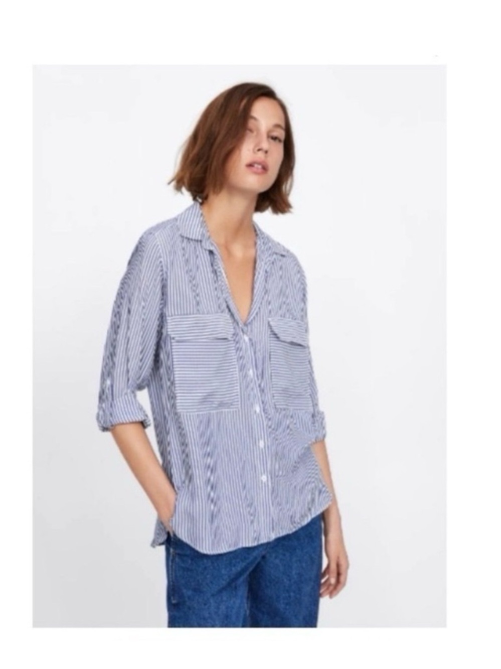 GAP Blue and White Striped Button-Down Shirt